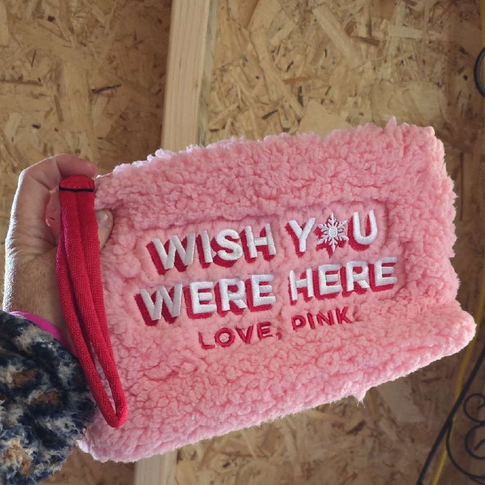 PINK Fuzzy Makeup Bag